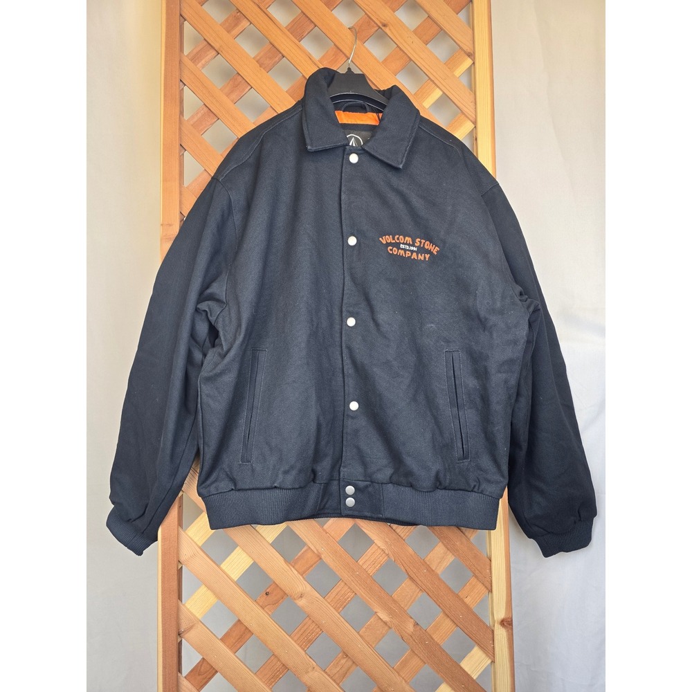 Volcom Highsiders Jacket Mens XL Black Canvas Eagle Graphic - New With Tags